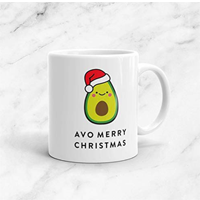 Avocado Merry Christmas Mug, 11oz, XMas, Plant, Foodie, Kawaii, Cute, Funny, Gift, Santa, Avo, Holidays, Vegan, Guacamole, Gift