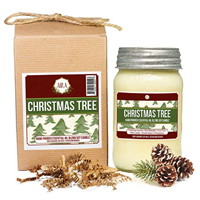 Aira Soy Candles - Organic, Kosher, Vegan, in Mason Jar w/Essential Oils - Hand-Poured 100% Soy Candle Wax - Paraffin Free, Burns 110+ Hours - Holiday Candle - Christmas Tree Scent - 16 Ounces 