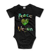 Vegan Short Sleeve Bodysuit Baby Infant Peace Love Romper Boy Girl Funny Onesie Cotton Quality Three Snap Closure Comfortable Soft Fabric Super Cute One Piece