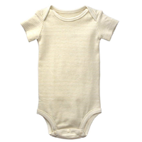 Organic Cotton Short Sleeve Bodysuit Baby Infant Dye-free Cosy Natural Classic Garment Onesie Thick Unisex Certified Stretchable Gender Neutral Sensitive Skin Stripey Gift Boy Girl Son Daughter