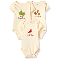 Touched by Nature Organic Cotton Bodysuit Adorable Design Funny Cute Smile Animal Stripe Cute Snap Closure Machine Wash Short Sleeve Overlapping Shoulder Adorable Character Saying Soft Sensitive Gentle Delicate Skin 3-Pack Long Fun Natural