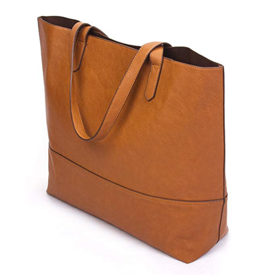      Extra Large Everyday Carryall: Features plenty of interior space for all sized items, a removable bottom piece for added stiffness, and a convenient inner pocket for small items.     Soft and Slouchy: Has a comfortable vegan leather exterior and shoulder straps, with cotton canvas interior pocket.     Materials: 100% vegan leather with smooth, soft, suede-like interior.     Style: Tote Bag for Women Ladies Casual Professional Purse Handbag Work Bags Travel School Business Laptop Accessories.     Dimensions: 16 x 15 x 5