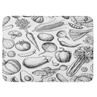 Emvency Vintage Look Farm Market Product Bath Mat Vegetable Machine Wash Absorbent Anti-skid Green Organic Food Drawing White Bathroom Design Décor Flannel Fabric Rug Quick Dry Polyester Rubber Cozy Gift House Home