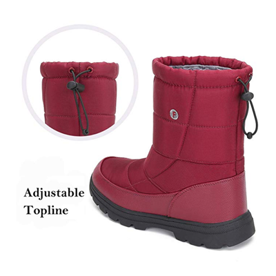      Oxford     Imported     Rubber sole     Waterproof Function:Upper material with waterproof performance can prevent snow,rain water into boots while doing outdoor activities.     Keep Warm:Fine fluffy faux fur covers the inside of the winter boots that make sure enough temperature to take care of your feet and offer cozy and toasty experience on your feet.     Durable & Non-Slip: The snow boots are meticulously selected high-grade rubber as the sole which features excellent abrasion resistance, skid resistance and deformation resistance,toe cap anti-collision,better protect your feet.     Easy On and Off：The adjustable lace side opening makes them so much easier to put on and take off and keep warm. At the same time, our shoes are made with super light EVA, you can enjoy your outdoor activities without heavy, clunky feeling.     Ideal For Any Activity: Perfect for vacation,skiing,walking the dog,walking,taking the express,indoor,leisure,fishing,long airline flight,around the house,take delivery,get the paper,grab something from the car,run a quick errand,running up to the little store etc.They are unisex winter boots.
