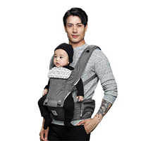 Pognae Outdoor Indoor Organic Baby Carrier Hipseat Front Back Town Grey Waist Belt Non-slip Silicone Support Dual Lock Zip Pocket Minimal Design Eco-friendly Sensitive Skin Cotton Strong Support Functional Ergonomic Comfortable Infant Toddler Bamboo