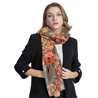 Gerinly Fashion Flowers Print Scarf Shawl Light Nice Long Super Lightweight Wrap Color Soft Viscose Fabric Year Round Season Spring Summer Fall Winter Beach Head Bandana Skirt Wedding Occasion Party Birthday Christmas New Year Gift Cozy Work Evening Day Casual Formal