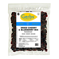 Gerbs Dried Cherry Blueberry Mix Nothing Artificial Mother Nature Fruit Allergy Friendly Non-GMO Sulphur Dioxide Preservative Free Fresh Harvest Rhode Island Taste Great Healthy Energy Gluten Wheat Peanut Soy Egg Dairy Omega Antioxidant Protein Cholesterol Snack Baking Muffin Cake