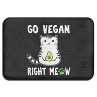 HYEECR Go Vegan Right Meow Door Mat Doormat Non-slip Clear Message Joke Pun Funny Gift Student House Home Cat Front Indoor Outdoor Entrance Rubber Carpet Rug Backing Cushion Unique