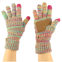 CC Winter Fall Spring Touch Screen Smart Phone Gloves Warm Cozy Soft Palm Grip Quad Cellphone Finger Tips Rainbow Multi Color Acrylic Ladies Teen One Size Outdoor Commute School College Sports College Christmas Holiday Gift Snow Cold Weather
