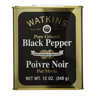 Watkins Pure Ground Black Pepper Spice Tin Exclusive Delicious Gourmet Natural Poivre Noir Finest Malabar Lampong Superior Quality