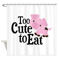 Café Press Vegan Pig Decorative Fabric Shower Curtain Smile Morning Bathroom Polyester High Quality Soft Hang Eyelet Reinforced Professional Printing Artwork Standard Size Stall Tub Waterproof Liner Rod Rings Machine Wash House Home Gift 