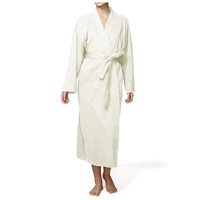 Pure Fiber Organic Knit Bathrobe Bath Robe Quality Cotton Ecru Combed One Size Lightweight Front Pocket Belt Sewn In India Gift House Home Warming Christmas