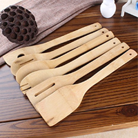Bamboo Utensil Five Piece Organic Serving Set Quality Dishes Guests Non Scratch Stick Spoon Spatula Length Variation Cooking Salad Thick Durable Gift Bag