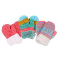 Young Love 3 Pack Toddler Winter Fall Mittens Warm Fun Color Design Sherpa Lined Knit Colors Pattern Stripe Fair Isle Acrylic Breathable Kids Hands Toasty Protect Cold School Play Outdoor Activity Sports