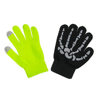N’Ice Caps Magic Stretch Gloves 2 Pack Fun Halloween Winter Warm Fall Spring Glow In The Dark Neon Skeleton Acrylic Touchscreen Spandex Gift Boy School Work Play Outdoor 