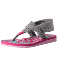 Skechers Sling Back Sandal Foam Sole Secure Meditation Little Big Kid Grey Pink Textile Rubber Yoga Lightweight Thong Summer Spring Vacation Holiday Play Indoor Outdoor Casual Smart Comfort Easy