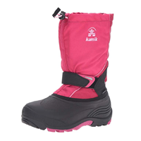 Kamik Sleet Snow Boot Warm Waterproof Durable Color Big Little Kid Toddler Fabric Synthetic Sole Mid Calf Hook Loop Strap Ankle Bungee Cord Closure Sealed Seam Removable insole Nylon Zylex Moisture Wicking Reflective Technology Lightweight Winter Fall Spring Rain Outdoor Play Sledging Holiday 