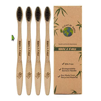 Organic Biodegradeable Bamboo Toothbrush Pack Green Compostible Clean Charcoal Soft Bristle Natural Kid Safe Eco-friendly Packaging Reusable Recycle Nylon Fiber Ergonomic Handle