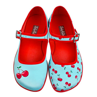Hot Chocolate Design Cherry Mary Jane Flat Shoes Comfy Cushion Inner Sole Vibrant Color Quality Print Unique Cloth Fabric Spring Summer Quirky Fashion Fall Occasion Celebration Gift