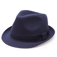 Mirmaru Classic Cotton Fedora Trilby Hat Band Twill Short Brim Navy Black White Khaki Quality Casual Formal Travel Holiday Vacation Gift Women Men Style Spring Summer Fall 