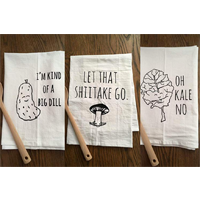 Moonlight Makers Pack Three Funny Tea Towel Humor Design Smile Kitchen Gift Dishcloth Screen Print Flour Sack Vegetable Pun