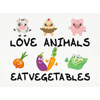 Royal Print Love Animals Eat Vegetable Picture Framed Stand Surface Wall Mounted Office Bedroom Living Home House Warming Gift Vegan Support Poster Renewable Linen Energy Fiber