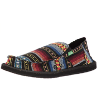 Sanuk Vagabond Funk Loafer Funky Design Ethnic Bohemian Tribal Recyclable Black Green Red Blanket Textile Rubber Sole Woven Material Foam Cork Insole Beach Holiday Outdoor Fun Casual Summer Spring Fall