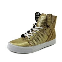 Supra Men Skytop Fashion Baseball High Top Canvas Synthetic Sole Color Gold Black White Logo Sneaker Toe Box Oversize Tongue Padded Collar Cushioned Footbed Comfort Sport Basketball Active Weekend Holiday Vacation Casual School Spring Fall Summer