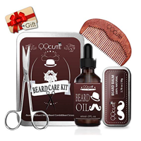 QQCute Beard Care Kit Ultimate Gift Bearded Hipster Set Men Birthday Present Leave In Beard Conditioner Growth Butter Mustache Wax Softener Wooden Comb Scissors Styling Natural Pure Organic Moisturize Quality Crafted