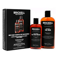 Brickell Men Daily Essential Face Care Routine Maintenance Natural Organic Ingredients Gel Facial Cleanser Wash Moisturizer Lotion Hydrated Shine-free Normal Oily Skin Balance