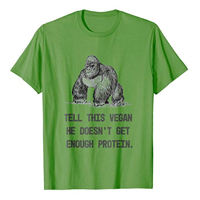 Tell This Vegan Novelty T-shirt Gym Gorilla Funny Lifestyle Casual Leisure Lightweight Cotton Polyester Ape Monkey Comic Joke Vegetarian Animal Herbivore Plant-based Diet Fashion Gift Holiday Christmas Birthday Hanukkah Compassion Bodybuilding Workout Exercise Classic Fit Shirt