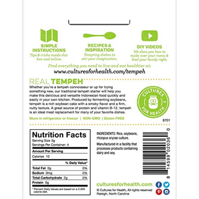 Cultures For Health Traditional Real Tempeh You Make At Home – 4 Pack