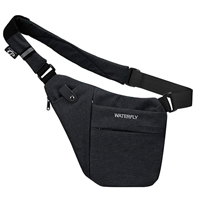 Waterfly Lightweight Casual Fanny Pack Water Tear Resistant Active Guy Man Sling Bag Daypack Shoulder Chest Black Khaki Grey Blue Nylon Polyester Outdoor Travel Day Sport Work Business Gift Multiple Compartment Comfort Unique Design Adjustable Strap Convenient