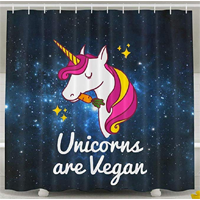 Hongyude Vegan Unicorn Shower Curtain Kid Perfect Bathroom Child Polyester Waterproof Anti-fungal Fun Bright Colorful Safe Family Rinse Clean Water No Mold Mildew Digital Print Technology One Side Long Lasting House Home