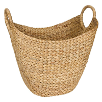 West Dwelling Sea Grass Storage Basket Big Strong Beautiful Water Hyacinth Wicker Rattan Woven Handle Blanket Shoe Towel Laundry Decorative Plant Eco-friendly Traditional Rope Natural Vietnam Sustainable Fair Trade Artisan