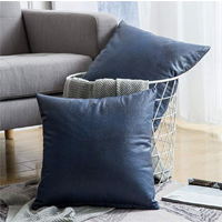 Miulee Pack Two Decorative Faux Leather Cushion Cover Variety Color Beautiful Choice Modern Pillow Square Luxury Case Durable Throw Shell Couch Sofa Bed Living Room Navy Blue House Home Gift Wedding Fur Machine Wash Elegant