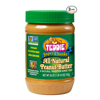 Teddie All Natural Super Chunky Peanut Butter True USA America Grown Non-GMO Gluten Free Vegan No Added Preservatives Sugar Family Owned Company Old Fashioned Roasted Ground Fresh Wholesome Customer Satisfaction Quality Product Queen River
