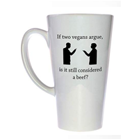 Neurons Not Included Funny Vegan Tall Latte Mug Tea Humor Day Coffee Two Argue Beef Home Studio Earth Friendly Print Dishwasher Microwave