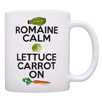 ThisWear Romaine Calm Carrot Lettuce On Coffee Tea Mug Gift Motto Day Vegan Cup White Funny Foodie Vegetarian Chef Ceramic Design Color Print Durable Microwave Dishwasher