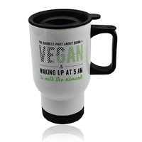 Wonderful Mugs Vegan Car Coffee Travel Mug Gift Ditch Take Out Cup White Metal Tea Hot Drink Stainless Steel Friend Colleague Sustainable Eco-friendly