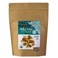 Wilderness Poet Organic Raw Trail Mix Delicious Dried Fruit Nut Song Of Delight Wild Pecan Cashew Mulberries Pistachio Coconut Ribbon Pouch White Certified Vegan Gluten Free Non-GMO No Preservatives Salt Protein Fiber Nutritious Anti-oxidants Salad Cereal Yoghurt Snack School College Work Gym Workout Hiking Cycling Travel Kids Journey