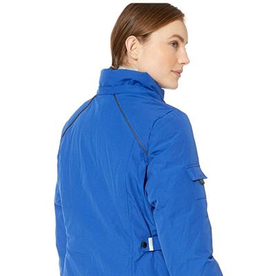      82% Polyester, 18% Cotton     Imported     Zipper closure     Machine Wash     Fill: 100 percent vegan down insulation, temperature rating - warmest. Durable water repellant fabric. Removable hood with buttons. Permanent faux fur around hood. Rib knit cuffs with thumbholes     Functional outside pockets: 4 front welt pockets, 1 sleeve pocket. Inside lining pockets for cellphone and cellphone charger. Adjustable side belt tabs with snaps. Reflective trim detail and piping for safer nighttime visibility     Woven patch with logo on wearer's left arm. Machine wash in cold water remove faux fur hood before drying