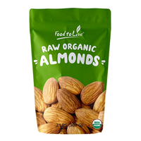 Food To Live Organic Raw Unsalted Shelled Almonds Packed Quality Resealable Bag Long Lasting Freshness Unpasteurized Delicious Gluten Free Non GMO Tasty Snack Roasted Milk Meal Butter Baking Phosphorus Calcium Magnesium Health Diet Nutrition Copper Iron