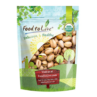 Food To Live Organic Dry Roasted California Pistachios Shell Salted Enhance Flavor Delicious Boost Vitamins Minerals Dietary Fiber Protein Rich Nutty Healthy Midday Snack Gym Workout School College Work Energy