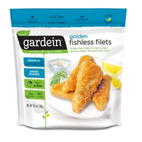 Garden Frozen Golden Fishless Filet Tender Flaky Filet Light Tempura Batter Delicious Meat Free Omega 3 Dairy Free Non GMO Kosher Plant Protein Flavor Replacement Soy Wheat Vegetables Quick Easy Convenient Tasty Healthy