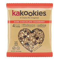 Kakookies Dark Chocolate Cranberry Soft Baked Cookie Super food Energy Snack Anytime Day Breakfast Gym Workout School Work College Box Gluten Free Balanced Almond Melt Mouth Wholesome Dinner Treat Clean Ingredients Plant Based Protein Chia Whole Grain Oats No Artificial Flavor Preservative Chewy Delicious Sweetener