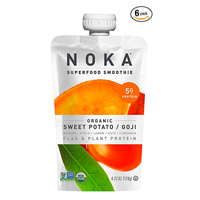 Noka Sweet Potato Goji Organic Superfood Smoothie Delicious Refreshing All Ages Fruit Veggie Squeeze Pack Non GMO Gluten Free Plant Protein Zero Sugar Artificial Preservatives Healthy Snack Antioxidant Nutrition Convenient Breakfast Work School Workout Energy Trail Running Hiking Cycling Camping