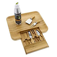 Greener Chef Bamboo Cheese Board Knife Set Elegant Accompaniment Course Gift Wedding Birthday Christmas Mom Housewarming Wood Meat Platter Charcuterie Exclusive Conditioning Oil Spray Design Natural Eco-friendly Protect Conditon