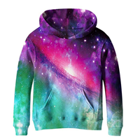 SAYM Galaxy Fleece Hoodie Sweatshirt Pocket Pullover Kid Teenager Polyester Cotton Warm Winter Fall Spring Holiday Casual Leisure Fashion Party 3D Digital Print Technology Sport Celebration Fleece-lined Boy Girl Universe Star Planet Space Animal