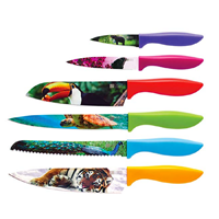 Wildlife Kitchen Knife Set Gift Box High Quality Stainless Steel Stunning Design Unique Cool Animal Lover Piece Color Housewarming Hostess Christmas Holiday Culinary Rainbow Cook Present Beautiful Value Crafted Ergonomic Wedding Mother 
